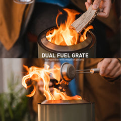 Close-up of Solo Stove Mesa fire pit's stainless steel finish