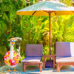 Close-up of straw hat from Shyyween Hawaiian Goose Outfit
