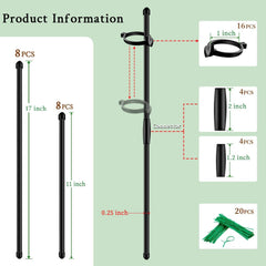 Close-up of SupKing adjustable plant stakes showing the ring buckle design