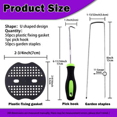 Close-up of Swpeet U-Shaped Landscape Garden Stakes, 6 inches long