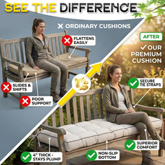 Close-up of TaiBest Outdoor Bench Cushion tufted design