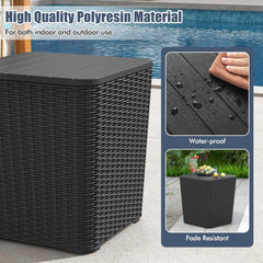 Close-up of Tangkula deck box's faux rattan design