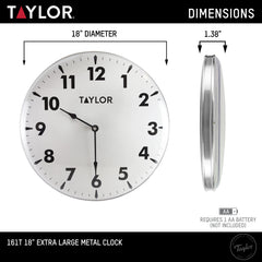 Close-up of Taylor 18 Inch Jumbo Outdoor Clock face showing bold black numbers