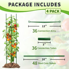 Close-up of TCBWFY tomato cages showing adjustable height feature