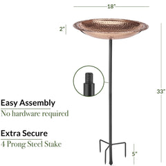 Close-up of the 18-inch Copper Bird Bath basin