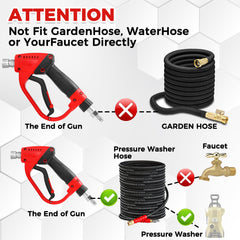 Close-up of the 360° swivel fitting on the pressure washer gun