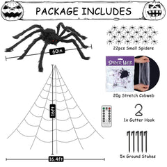Close-up of the 60-inch large spider included in the Halloween decoration set