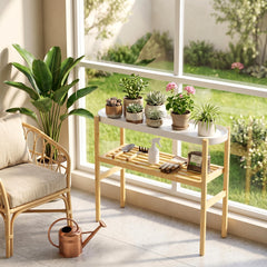 Close-up of the bamboo material on Wisuce Plant Stand