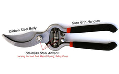 Close-up of the blade of Garden Guru Classic Bypass Pruning Shears