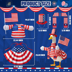 Close-up of the blue patriotic goose outfit accessories