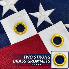 Close-up of the brass grommets on Try Everything American Flag