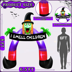 Close-up of the built-in LED lights inside the inflatable witch archway