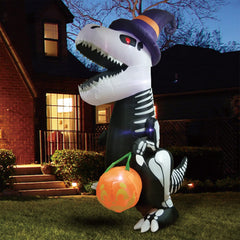 Close-up of the built-in LED lights on the inflatable dinosaur