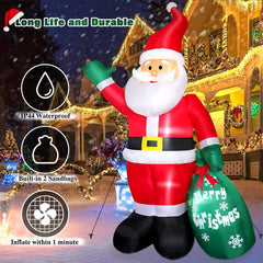 Close-up of the built-in LED lights on the inflatable Santa
