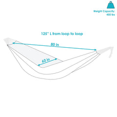 Close-up of the cotton rope loops and U-shaped support of the hammock