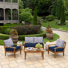 Close-up of the cushion fabric texture in Clark Blue