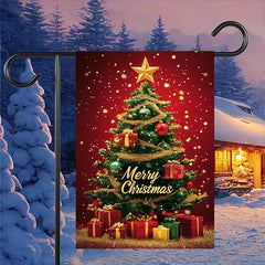 Close-up of the fabric texture of LienzoFest Christmas Garden Flag
