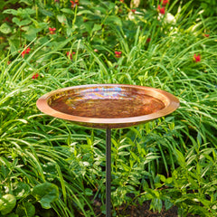 Close-up of the Fired Copper Bird Bath handcrafted detail