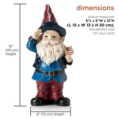Close-up of the gnome's face and patriotic design