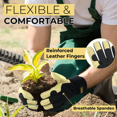 Close-up of the goatskin leather palm of HANDLANDY Gardening Gloves