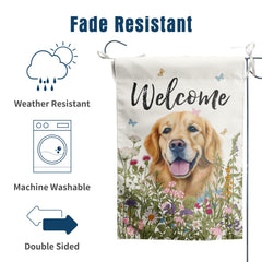 Close-up of the hanging sleeve of the DZGlobal Golden Retriever Garden Flag