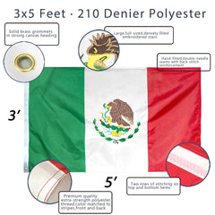 Close-up of the heavy-duty canvas header on Anley Mexico Flag