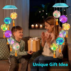 Close-up of the hydrangea ball on Toodour Solar Wind Chime