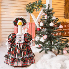 Close-up of the lace trim on the Christmas Goose Outfit
