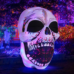 Close-up of the LED lights on GOOSH Halloween skull decoration