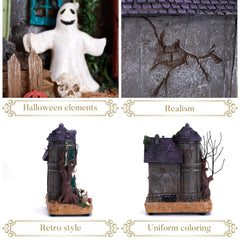 Close-up of the lifelike pumpkins on Valery Madelyn Halloween Village House
