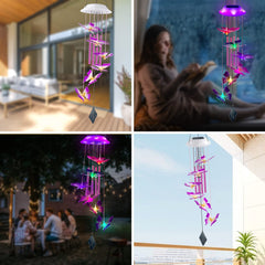 Close-up of the Lightalent Solar Wind Chime showing colourful glowing features
