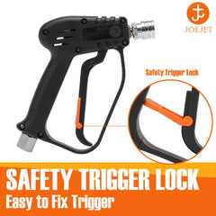 Close-up of the locking handle on JOEJET Short Pressure Washer Gun