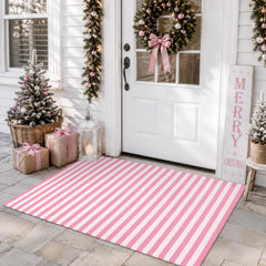 Close-up of the Moucuny Christmas Outdoor Rug fabric texture