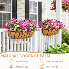 Close-up of the natural coco coir liner in XXFBJNMD planter