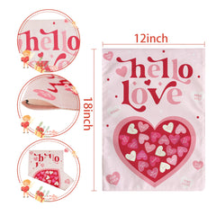 Close-up of the OHOME Heart Love Garden Flag design with hearts