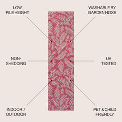 Close-up of the palm frond pattern on JONATHAN Y runner rug