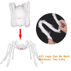 Close-up of the realistic red eyes of the DIYDEC Halloween Spider