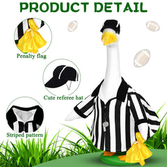 Close-up of the referee goose shirt and hat set
