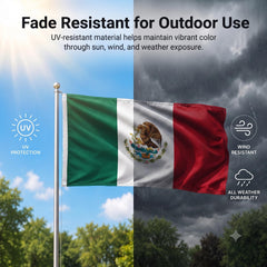 Close-up of the reinforced stitching on DMSE Mexico National Flag