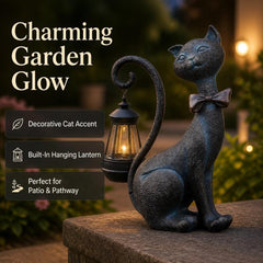 Close-up of the solar lantern on REYISO Cat Statue