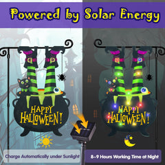 Close-up of the solar panel on the FLAGMESAGE garden flag
