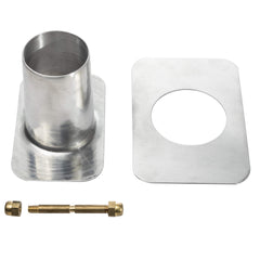 Close-up of the solid brass bolt and nut of the gutter adapter