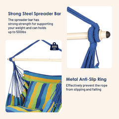 Close-up of the steel spreader bar and anti-slip rings