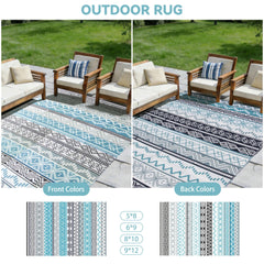 Close-up of the Strickland Home Outdoor Rug's plastic straw weave