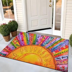 Close-up of the textured surface of the Likiyol Boho Sun Door Mat