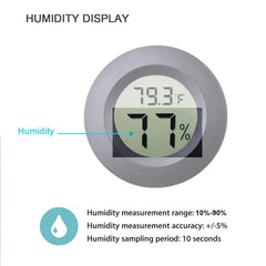 Close-up of the Veanic Mini Hygrometer Thermometer showing temperature in Celsius