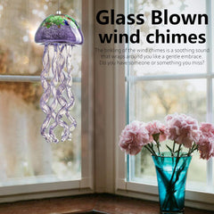Close-up of the vibrant purple glass of the jellyfish wind chime