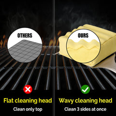 Close-up of the wavy aramid fiber pad on the grill brush