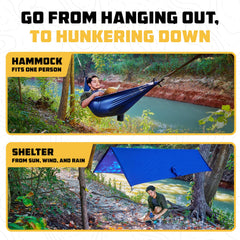 Close-up of the Wise Owl camping hammock carabiners and straps