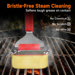 Close-up of TISHI HERY Grill Brush head showing the bristle-free design